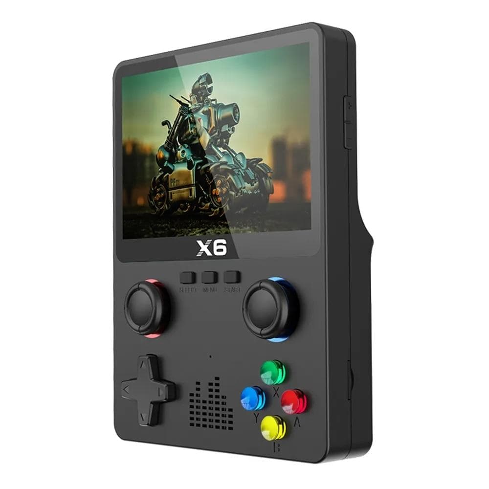 X6 3,5-Zoll-IPS-Bildschirm Handheld-Game-Player Dual-Joystick 11 Simulatoren GBA-Videospielkonsole für Kindergeschenke schwarz