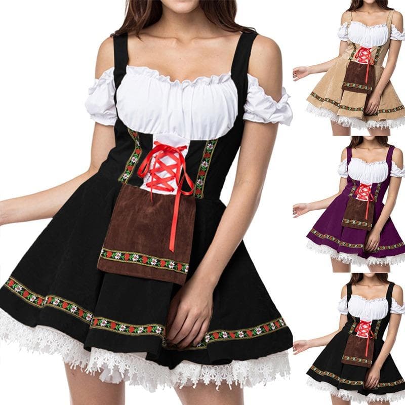 Oktoberfest-Kostüm für Damen, deutsches bayerisches Dirndl, Biermädchen-Kostüm, S-4XL cm dunkelgrüne