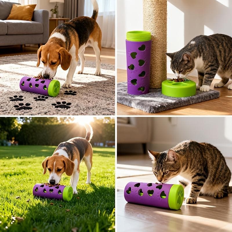 Brandneuer abnehmbarer Slow Feeder für Haustiere, Langlebiges kaubares Snack-Rollenspielzeug, Geeignet für kleine und mittelgroße Katzen und Hunde.