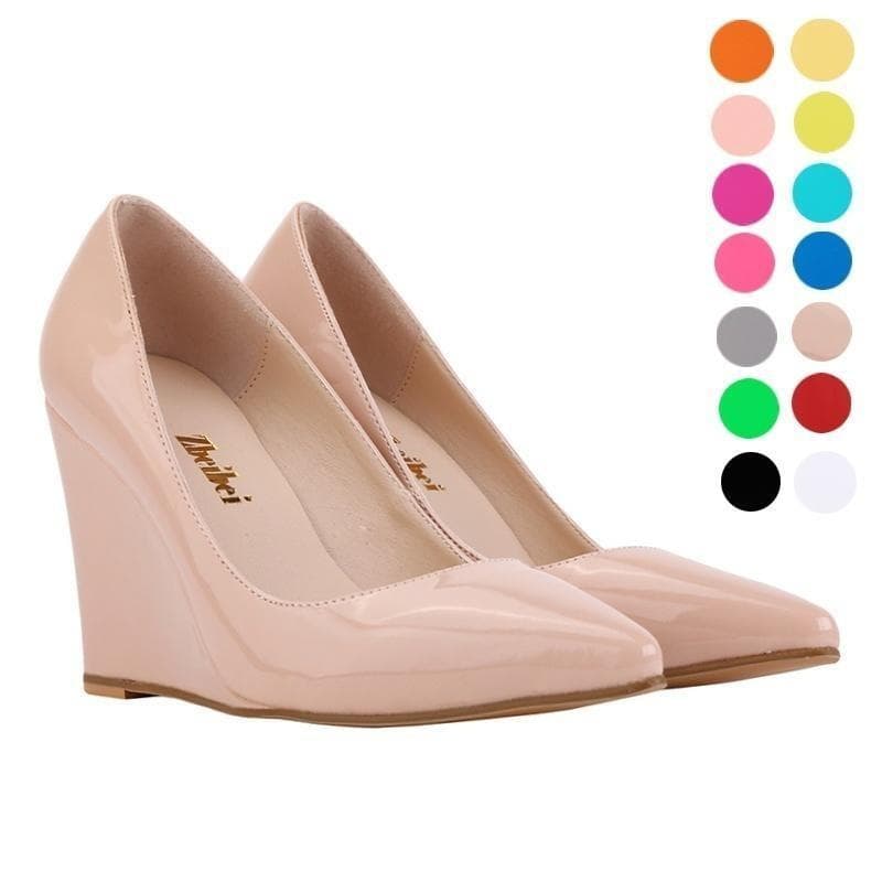 Neue Mode Frauen PU Leder High Heels Wedges Pumps Plattform Damen Casual Schuhe schuh cm orange