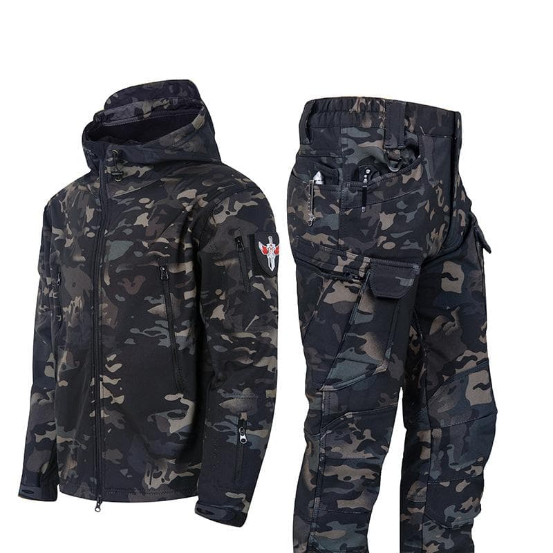 Combinaisons de Camouflage de l'armée, veste tactique militaire + pantalon pour hommes, coque souple, imperméable, coupe-vent, vêtements de chasse,