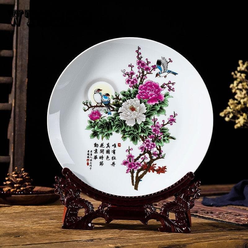 26 cm großer chinesischer traditioneller Porzellanteller, traditionelle Pastellornamente, antike Relikte, Dekoration, kreatives Kunsthandwerk