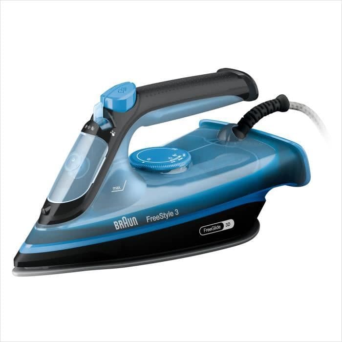 Dampfbügeleisen - BRAUN - FI3194BK FreeStyle 3 - Leistung 2400 W - Konstanter Dampf 45 g/min Dampfstoß 200 g/min - SuperCeramic Bügelsohle schwarz