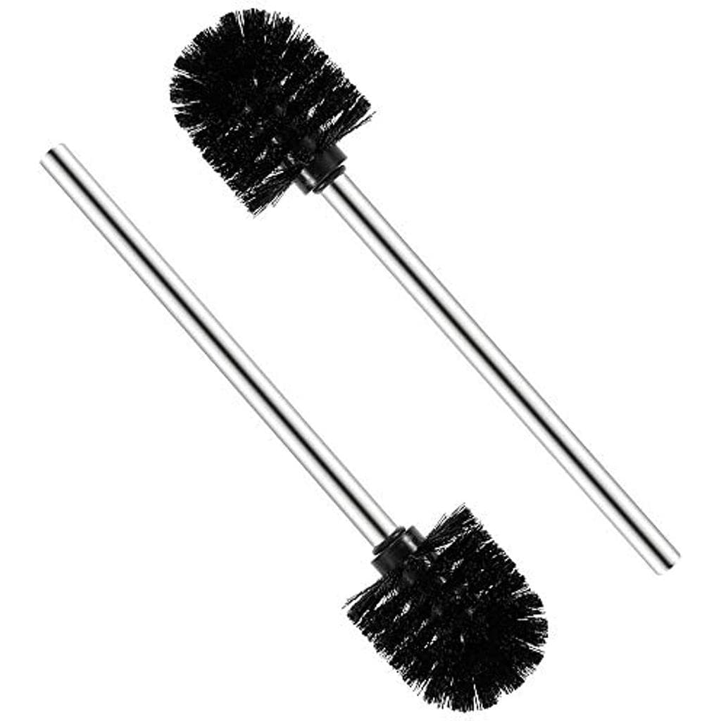 Badezimmerbürste, 2 WC-Bürsten, Ersatz-Toilettenbürste aus Edelstahl, 7,5 x 35 x 7,5 cm, Schwarz