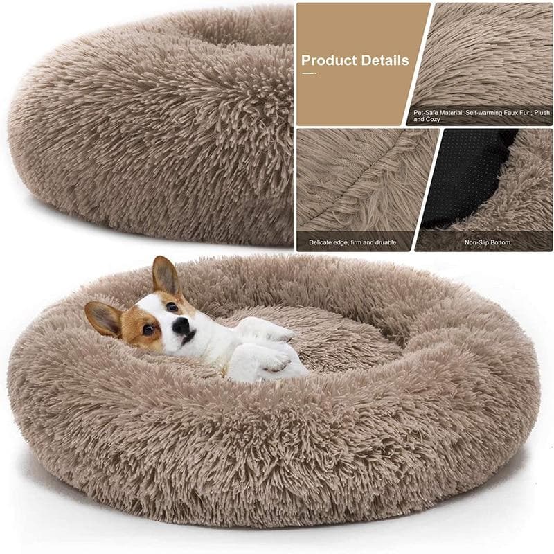 Lit rond confortable pour chien et chat, niche à donuts, Ultra doux, lavable, coussin pour chien et chat, canapé chaud d'hiver, offre spéciale