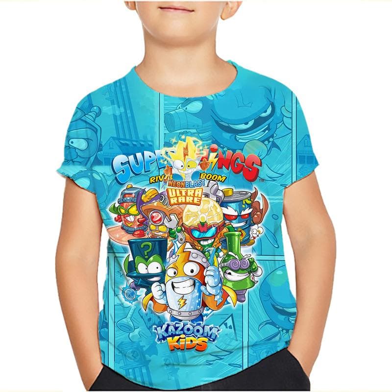 Superzings T-Shirt Cartoon Kazoom Kinderkleidung T-Shirt für Mädchen/Jungen Niedlich Harajuku Kinder Tops Sommer Lässiges T-Shirt Kleinkindkleidung
