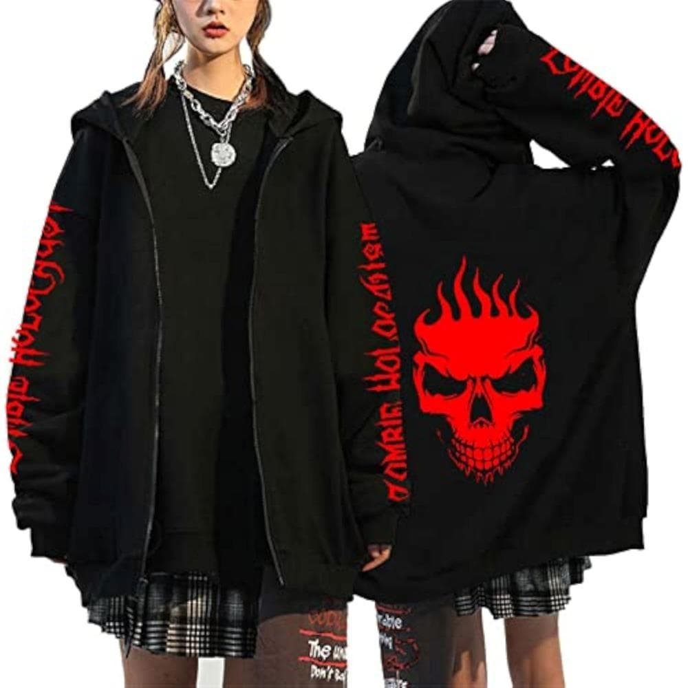 Horror Manga Reißverschluss-Hoodie Junji Ito Damen Herren Manga Gothic Harajuku Pullover Oberteile cm