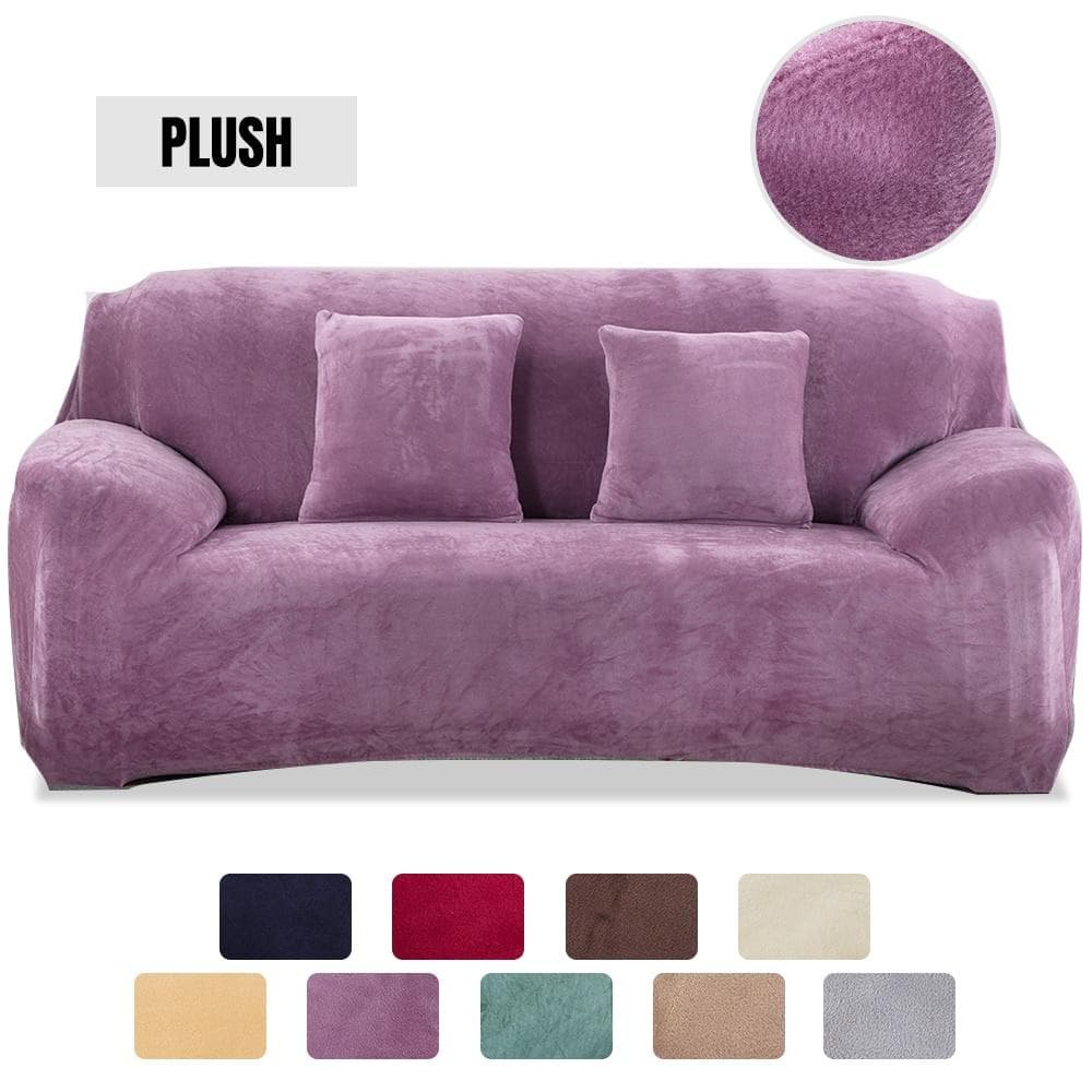 Samt-Plüsch-Sofabezug, All-Inclusive-Sofabezug, elastisch, Sofabezug für Wohnzimmer, Chaiselongue, L-förmige Eckbezüge beige