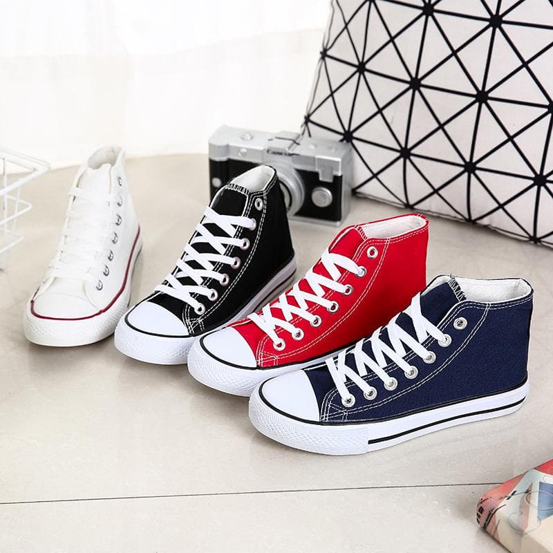Männer/Frauen High Top Segeltuchschuhe Studentenschuhe Paar trendige Schuhe atmungsaktive Segeltuchschuhe 35-44 cm schwarz