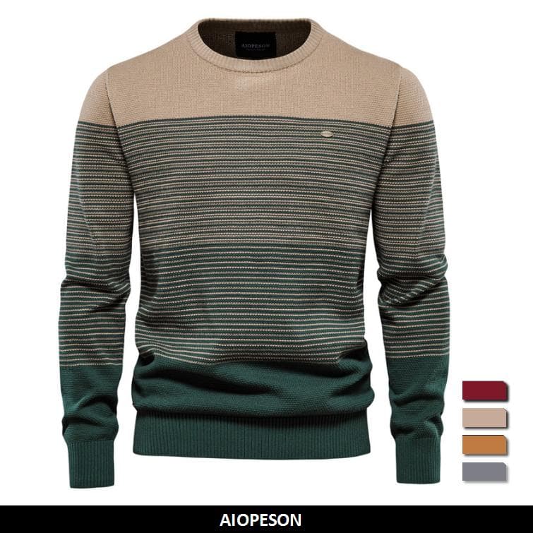 AIOPESON Marke Baumwolle Pullover Männer Mode Lässig Oansatz Gestreiften Pullover Gestrickte Pullover Männlich Neue Winter Warme Herren Pullover cm