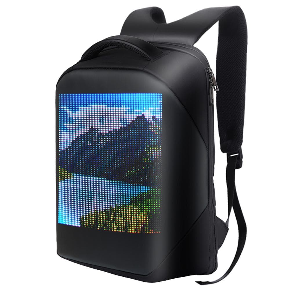 Schulterrucksack, LED-Vollfarbbildschirm, Reise-Laptop-Rucksack, wasserdichte Umhängetasche für Tagesrucksack schwarz