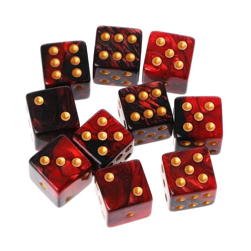 Lot de 10 dés à six faces en acrylique multicolore de 12/15/16 mm, transparents, pour jeux de table portables