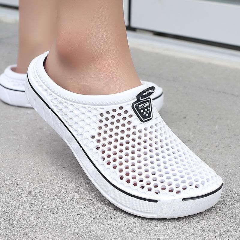 Einfarbige Gartenschuhe für Damen mit atmungsaktiven Löchern cm grau