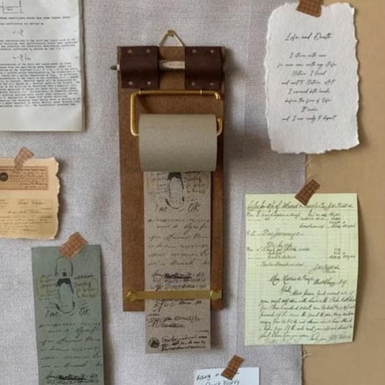 Bloc de Parchemin Vintage Yousheng avec Rouleau en Bois Distributeur de Papier Mémo Détachable Tableau à Notes Suspendu Réutilisable pour Bureau