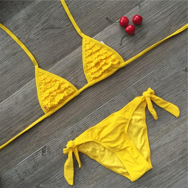 Mädchen Bademode Soild Baby Kinder Bademode Biquini Infantil Badeanzüge Falbala Bikini Mädchen für 6–14 Jahre cm himmelblaue
