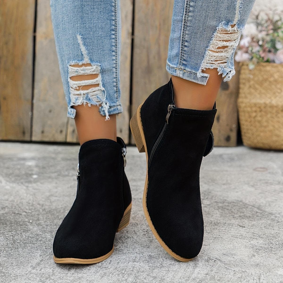 [Modische Stiefeletten] Bequeme Damen-Stiefeletten | Spitze Zehenpartie, Mittelhoher Absatz, Reißverschluss, Ganzjahres-Stiefeletten cm beige