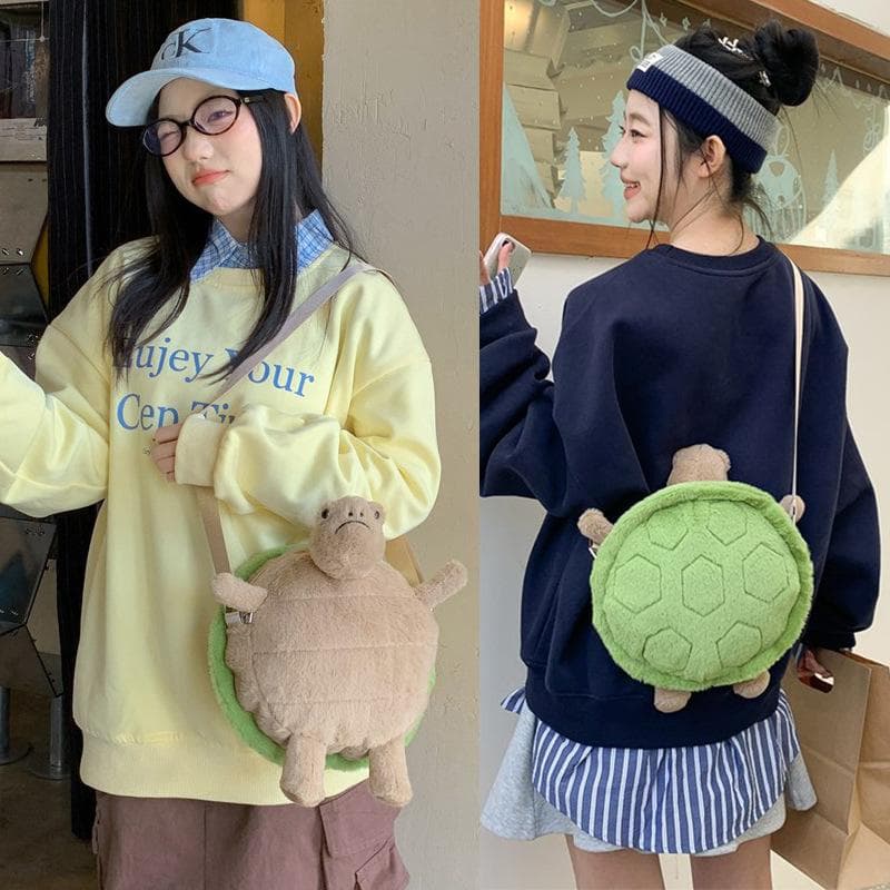 Niedlicher kleiner Schildkröten-Plüschrucksack, Kawaii-Stofftier, Plüschtier, Cartoon-Spielzeug, Umhängetasche, Crossbody-Rucksack, kreatives