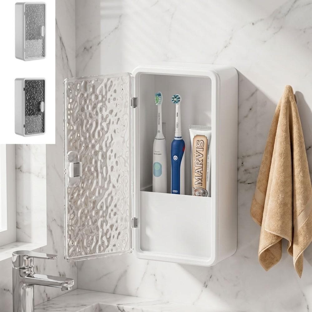 Boîte de rangement multifonctionnelle pour brosse à dents Étagère de rangement de salle de bain sans perçage Rangement de maquillage