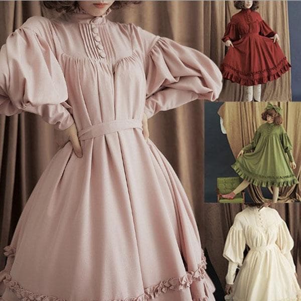 Gothic Vintage Lolita Kleid Damen Mittelalterliches Viktorianisches Prinzessin Dienstmädchen Kleid Halloween Kostüm Laternenärmel Mädchen