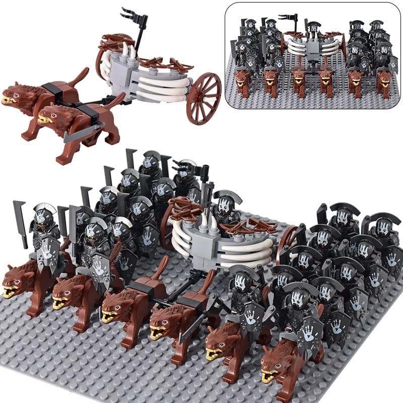 Mittelalterliche Herr der Ringe Figuren Ork Soldaten Raider Vargr Wolf Elefant Mount Ritter Bausteine Ziegel Spielzeug für Kinder Geschenke