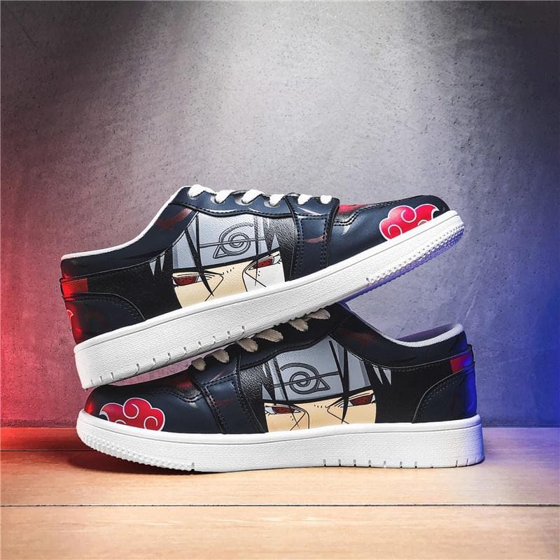 Anime Schuhe Casual Sneakers Leder Gummi Schnürung Low Top Flats Itachi Schuhe Cartoon Männer Schuhe cm rot