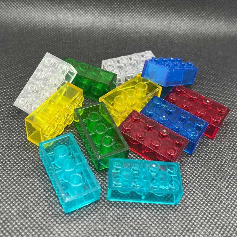 10 stücke 2x4 Kleine Partikel Transparent Klar Ziegel Baustein MOC Teile Spielzeug für Kinder DIY Haus Wasserfall Kompatibel 3001 3003