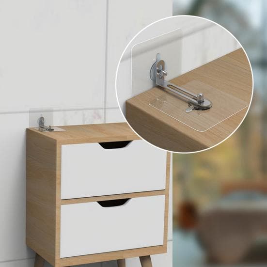 2-teiliges Möbel-Anti-Fall-Gerät, kein Bohren erforderlich, L-Halterung, transparent, nahtlos selbstklebend, Wand-Anti-Kipp-Halterung