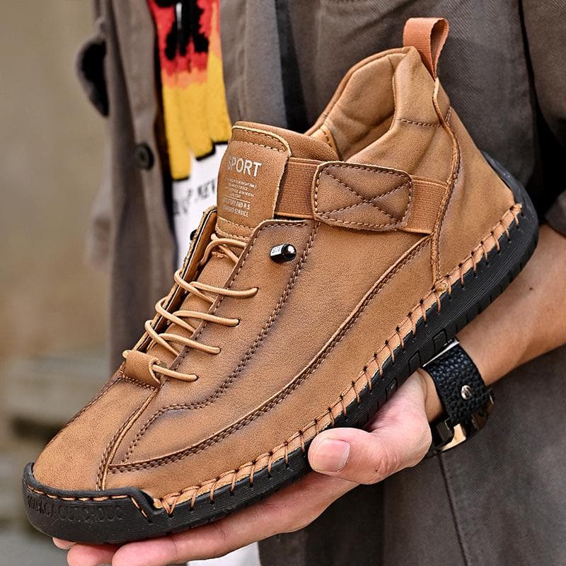 Leder Casual Männer Schuhe Design Turnschuhe Mann Atmungsaktive Leder Schuhe Männer Stiefeletten Outdoor cm schwarz