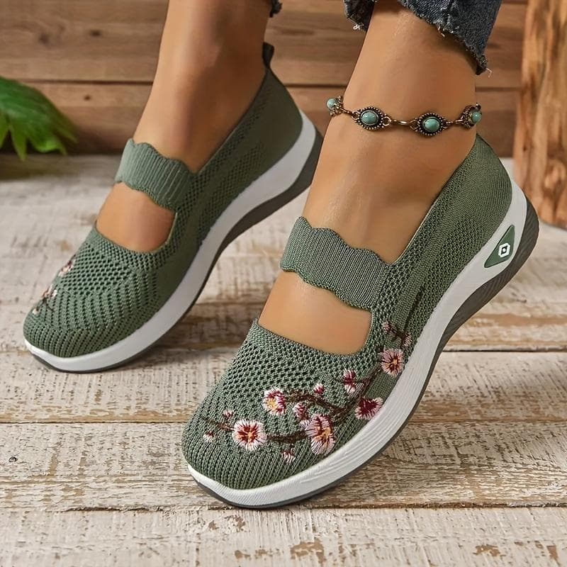 Neue Damen Atmungsaktive Strick-Sneakers, Flache Schuhe mit Leichter Weicher Sohle, Bequemes Slip-On-Design für Alle Jahreszeiten – Perfekt für