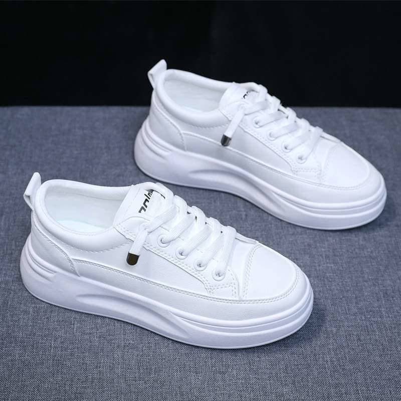 Frühling Leder Obermaterial Kleine Weiße Schuhe Erhöhen Bequeme Plateauschuhe Kleine Weiße Schuhe Weiblich cm weiß