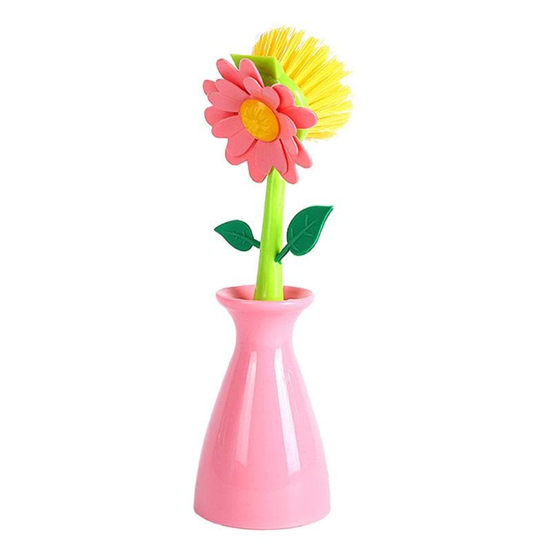 Blumenform Reinigungsbürste Antihaftöl Design Langer Griff Topfreiniger Kreatives Cartoon Geschirrspülwerkzeug
