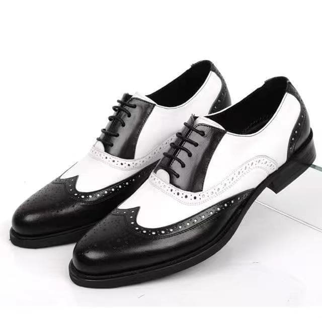 Große, farblich passende und vielseitige Business-Lederschuhe für Herren cm weiß/schwarz