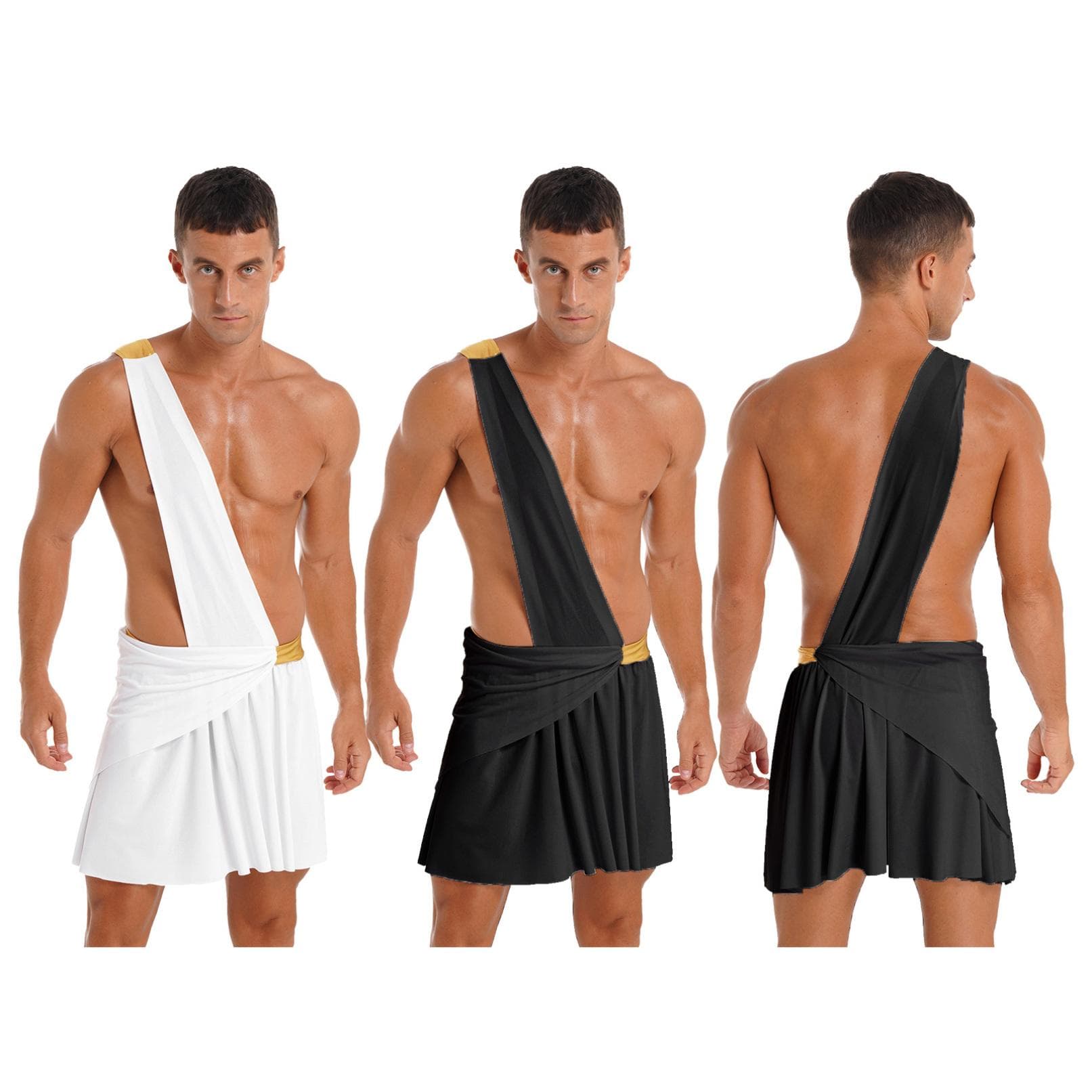 Herren One Shoulder Antiker griechischer Gott Ritter Krieger Kostüm Cosplay Outfits cm weiß