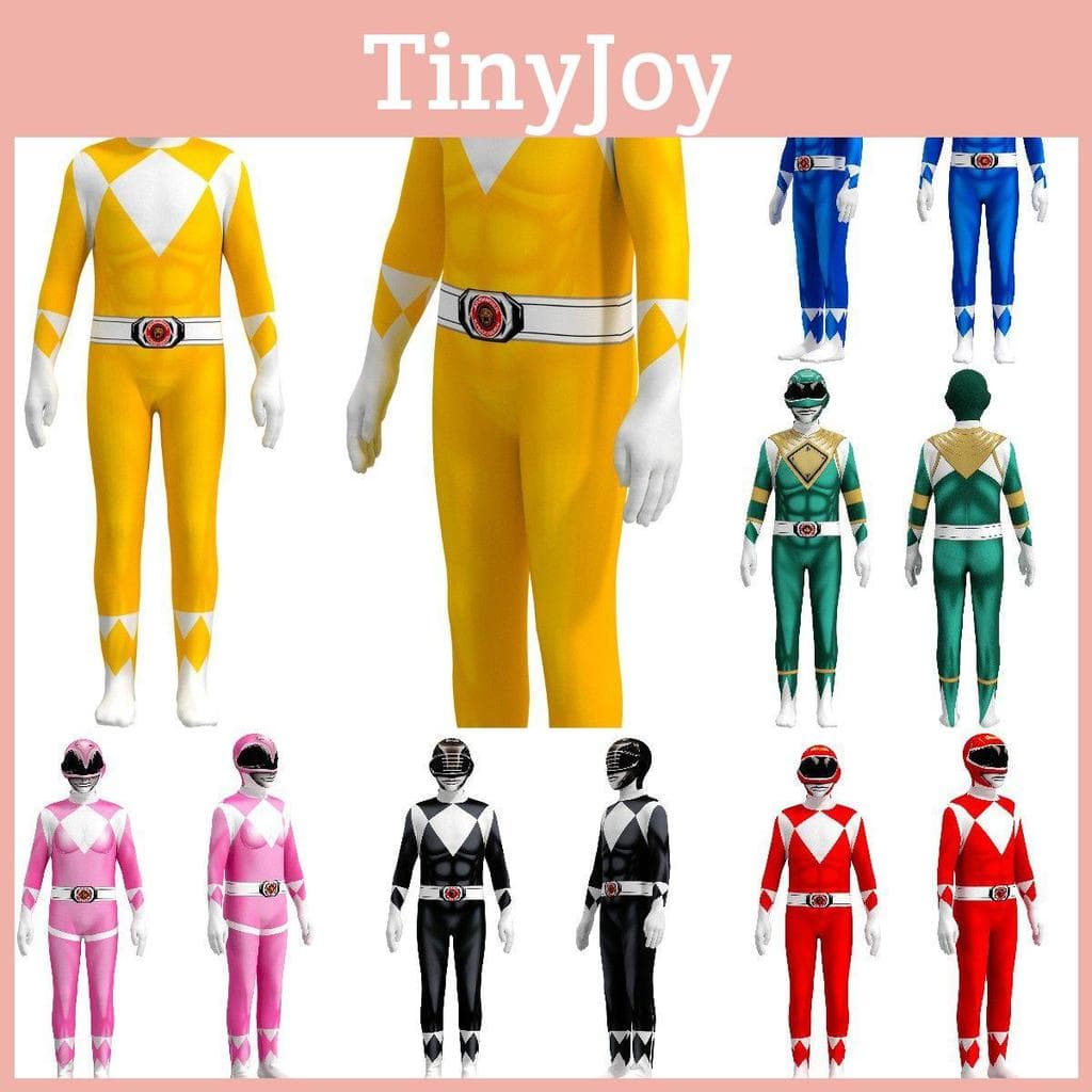 Rangers Kostüm für Kinder und Erwachsene mit strapazierfähigem Jumpsuit und Charaktermaske** cm rosa