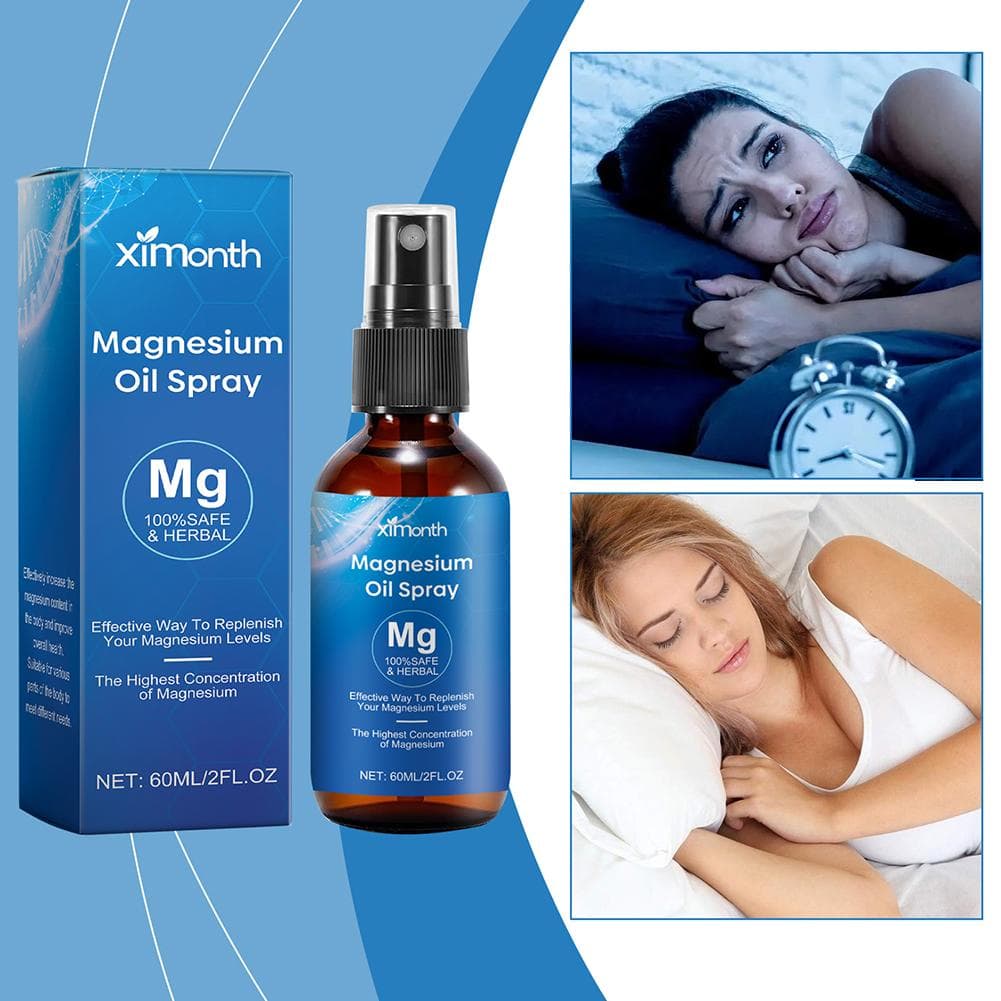 Spray d'huile de magnésium 100 % pure 60 ml Sans OGM Soulage les douleurs musculaires et corporelles Lisse et adoucit la peau Pour une meilleure