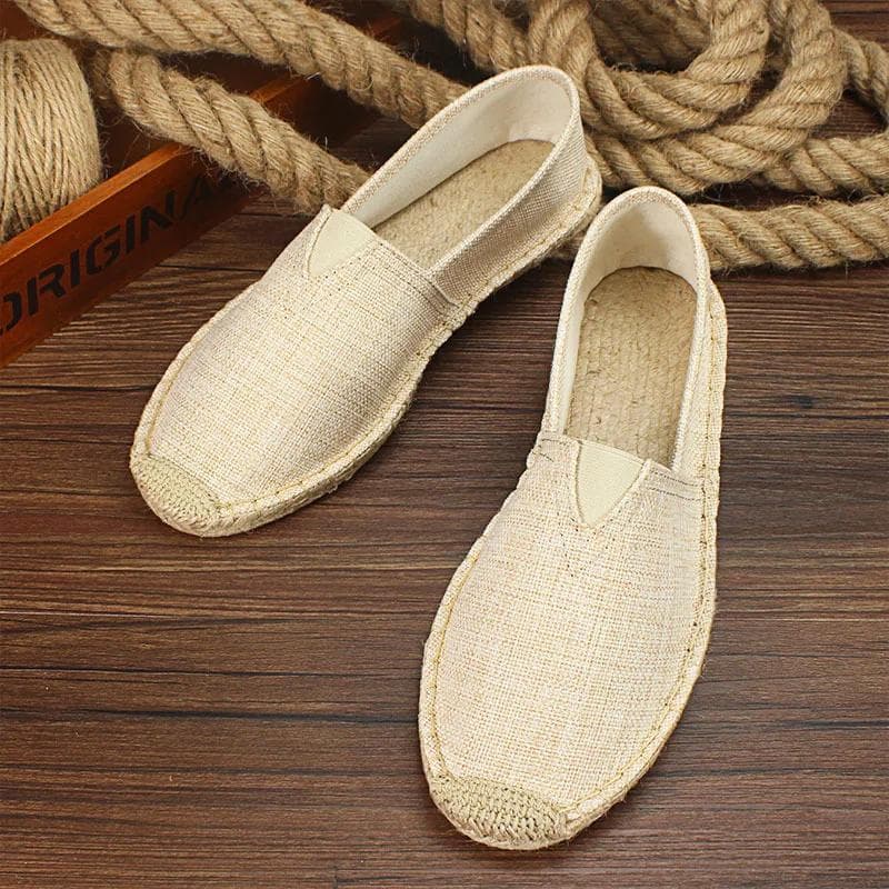 Mode Atmungsaktive Herren Freizeitschuhe Slipper Hanfschuhe Graffiti Espadrilles Damenschuhe Ballerinas 2024 Sommer Herbst Herren Leinenschuhe cm beig