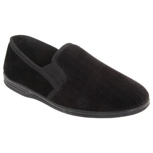 Zedzzz Richard Striped Twin Zwickel Velours-Hausschuhe für Herren cm schwarz