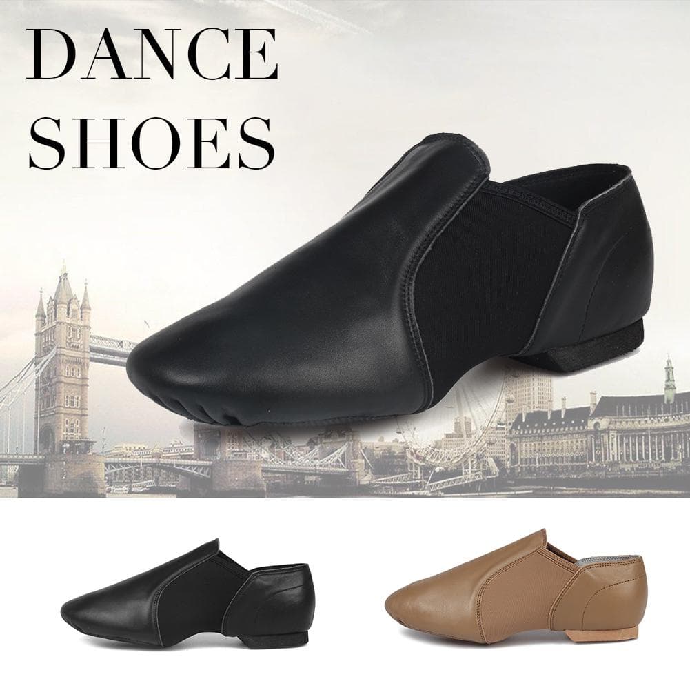 Echte Leder Jazz-Tanzschuhe für Damen, Mädchen, Herren, Professionelle Ballett-Flach Tanzschuhe cm schwarz