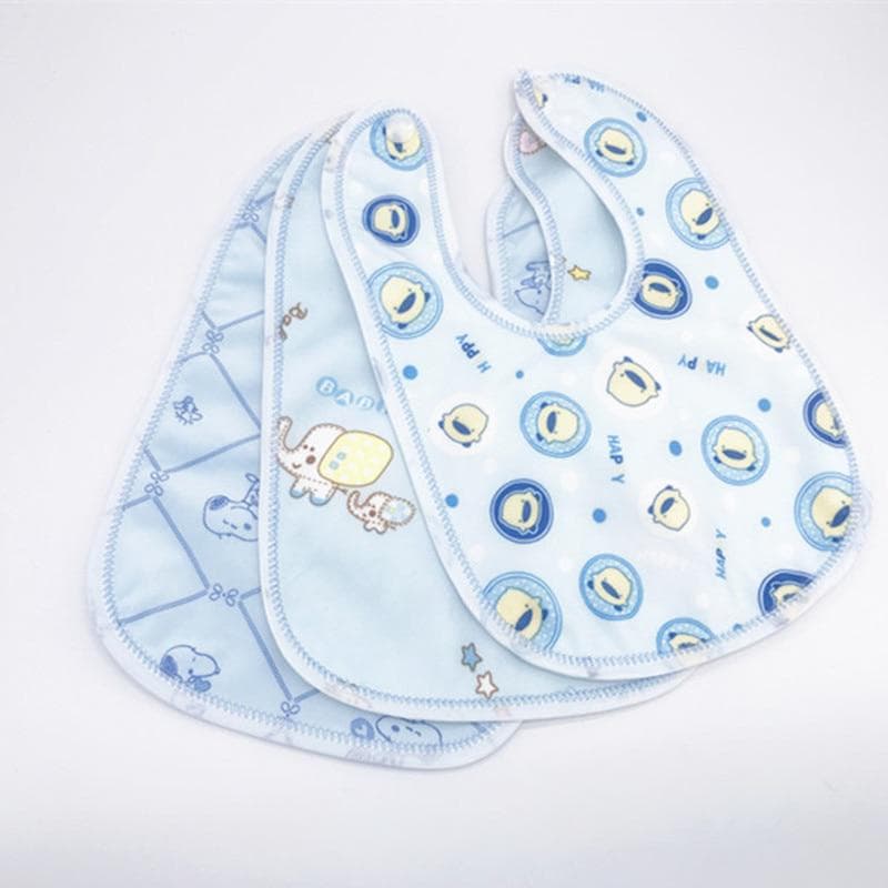 3PcBaby Lätzchen Bandana Wasserdichte Baumwolle Babadores Rülpsen Speichel Handtuch Cartoon Jungen Mädchen Zubehör blau
