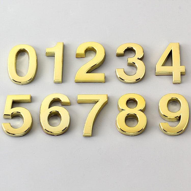 5 cm ABS-beschichtetes goldenes Nummernschild für den Hotelboden, digitale Beschilderung, Hotelzimmer-Türnummer, Ziffer 0–9, Aufkleber mit