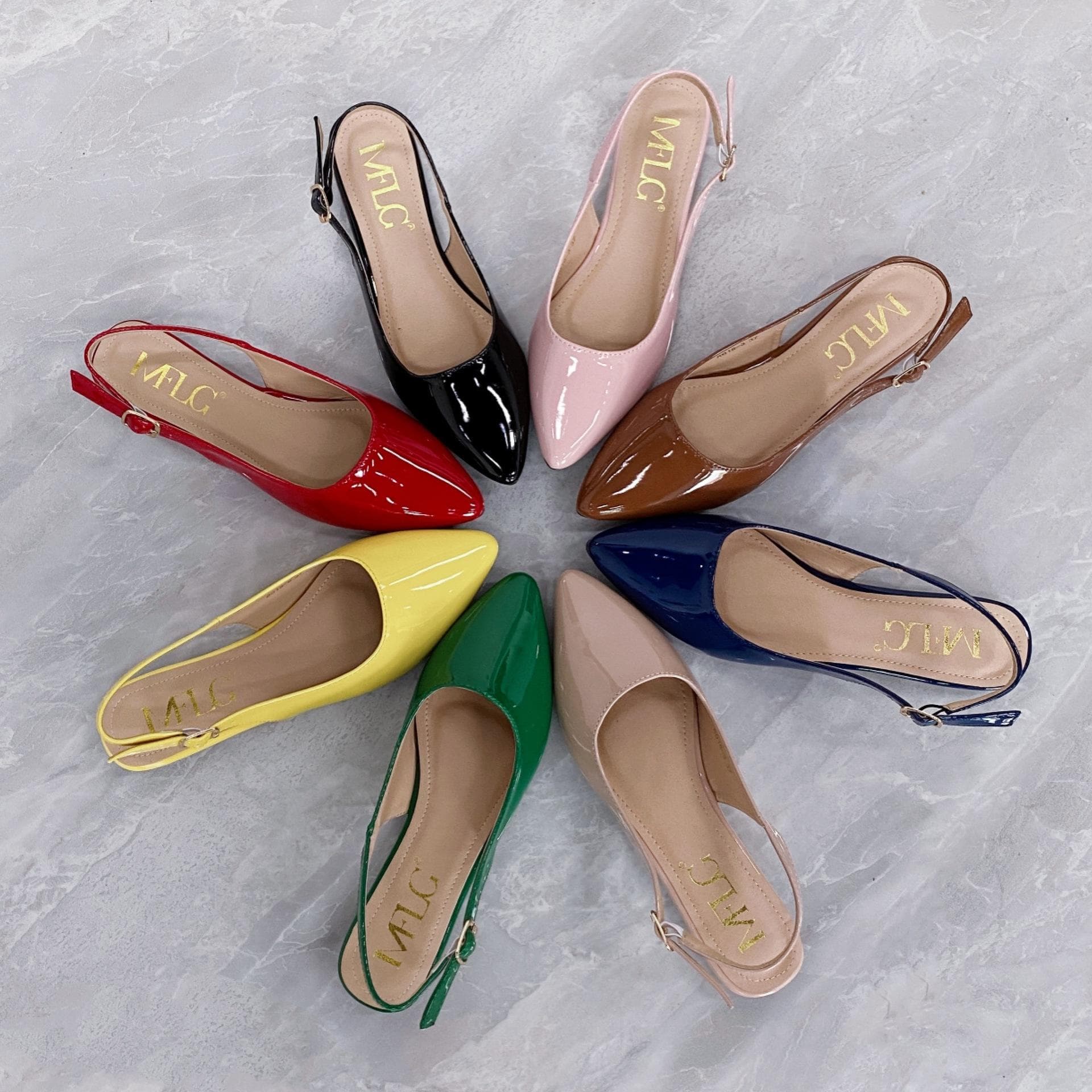 Slingback-Flats für Damen, spitze, geschlossene Zehenpartie, flache Sandalen mit Schnallenriemen, Schlupfsandalen für Damen, rückenfreie, bequeme,