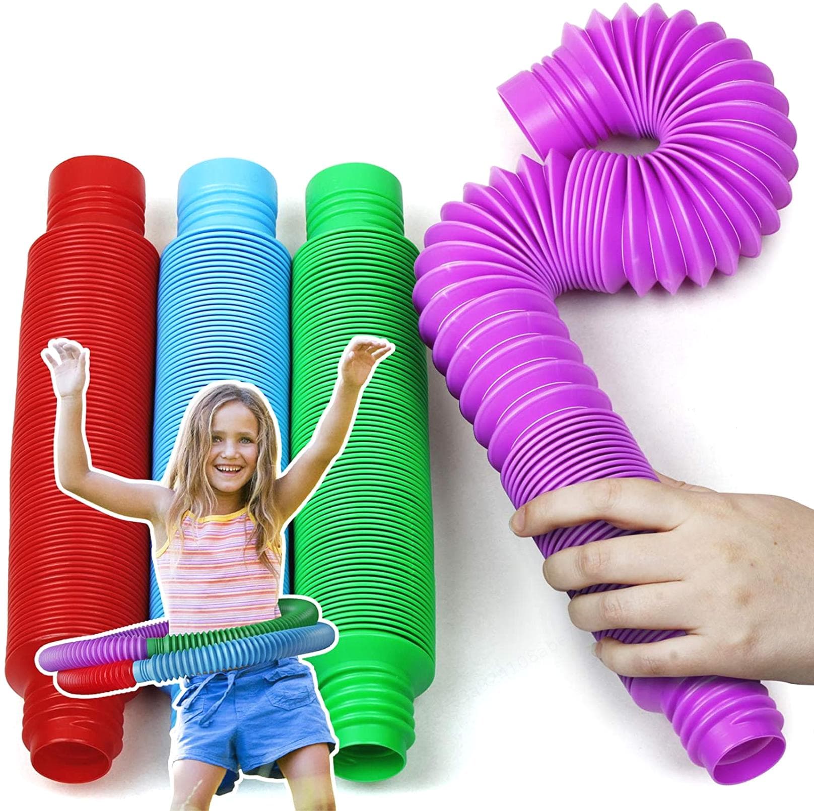 Mini-Pop-Röhren für Kinder, Fidget-Spielzeug, Stressabbau, sensorische Therapie violett