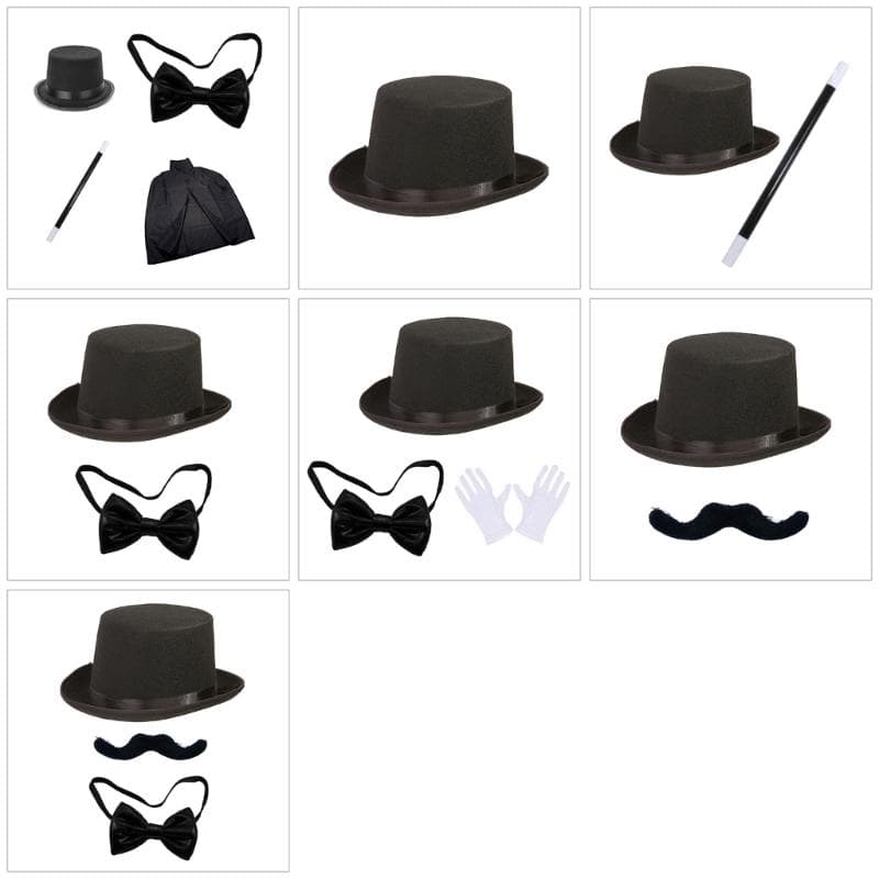 Party-Magier-Zubehör-Set Enthält Umhang Hut Zauberstab Fliegen Schleife für Cosplay-Spaß