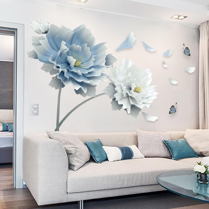 Blumenaufkleber Wohnzimmer Wand Hintergrund Wandaufkleber Schlafzimmer Zimmer Wanddekoration Aufkleber Tapete Selbstklebende Aufkleber