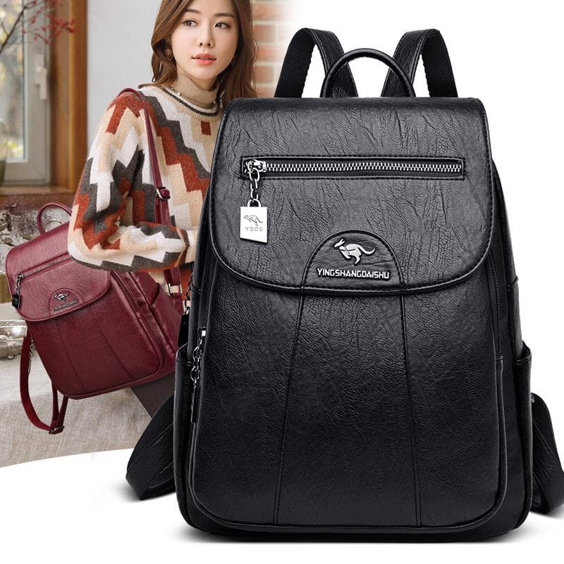 Neuer Damen-Rucksack, große Kapazität, Reisetasche aus weichem Leder, Modetrend, Studentenrucksack mit Diebstahlschutz, Schaffellimitat rot