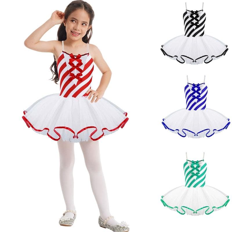 Kinder Mädchen Candy Cane Mrs Santa Claus Kostüm Weihnachten Tanz Figur Eislaufen Tutu Kleid Trikot Dancewear cm blau