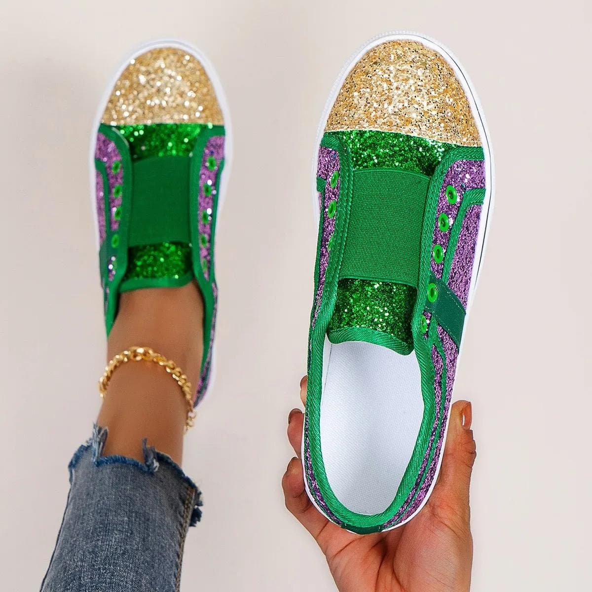 Frauen Mode Glitter Vulkanisieren Schuhe Schuhe Mädchen Dicke Sohle Sneakers Weibliche Atmungsaktive Schnürschuhe Outdoor Casual Sport Schuhe cm