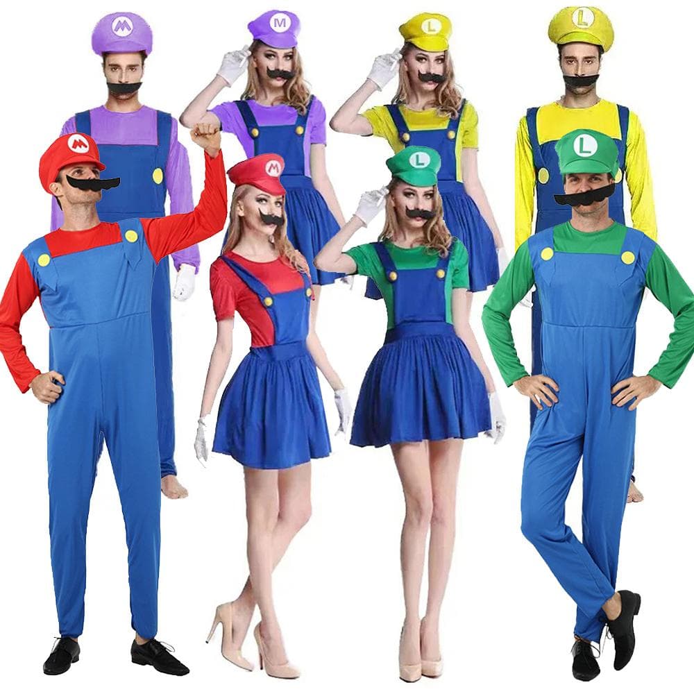 Spiel Marios Super Luigi Brothers Uniform Set Cosplay Kostüme Lustig Anime Erwachsene Männer Jumpsuit Frau Kleid Halloween Kostüm cm