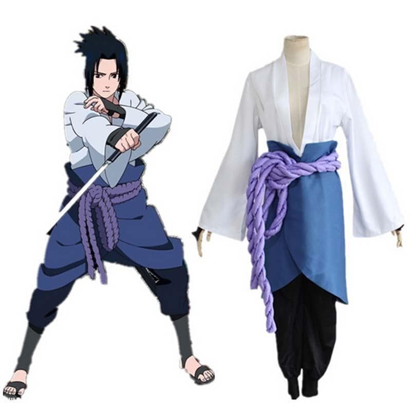Neues komplettes Set Uchiha Sasuke Cosplay Kostüm Anime Cartoon Shippuden Dritte Generation Kleidung Halloween Party cm blau