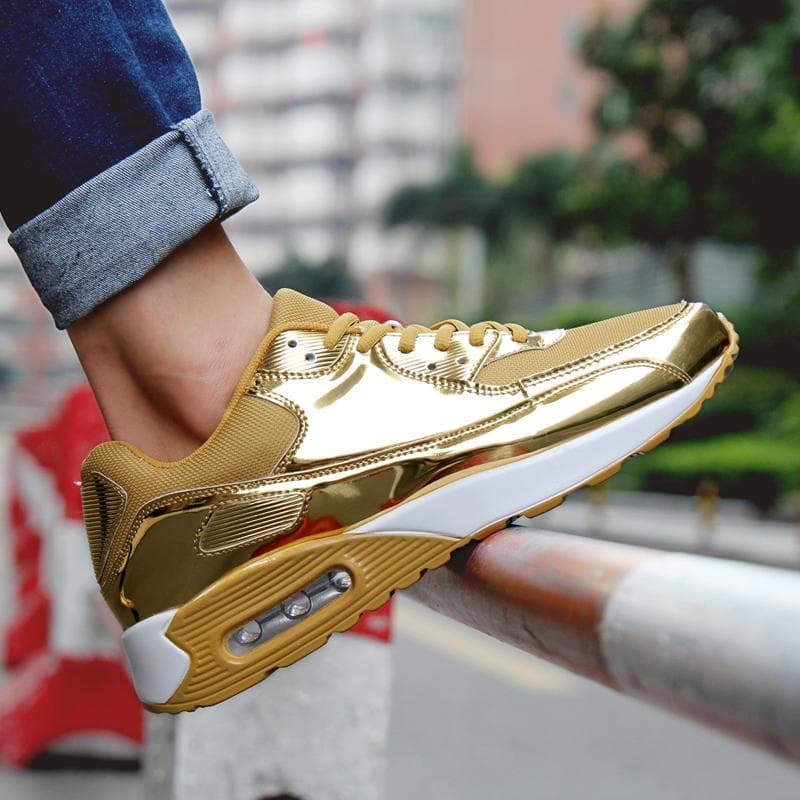 Bequeme Luftpolster-Sneaker, weiche, atmungsaktive Schuhe, Sneakers, Outdoor-Mesh-Schuhe cm gold